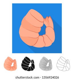 Vector design of prawn and raw  sign. Set of prawn and luxury stock vector illustration.