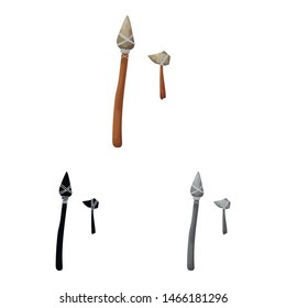 Vector design of prehistoric and arrow sign. Collection of prehistoric and spear stock vector illustration.