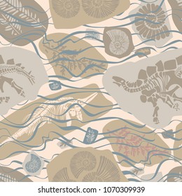 Vector design with prehistoric bones of animals