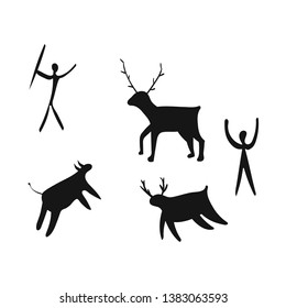 Vector design of prehistoric and painting symbol. Collection of prehistoric and bird stock symbol for web.