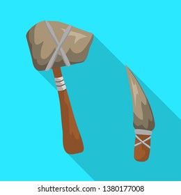 Vector design of prehistoric and weapon icon. Collection of prehistoric and flint stock symbol for web.