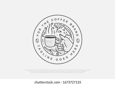 vector design premium natural coffee with line art style, this design can be printed on shirts, jackets, paper, and for other merchandise