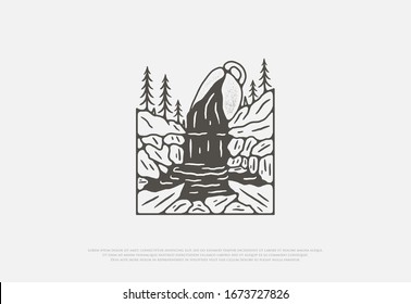 vector design premium river flow coffee cup with line art style, this design can be printed on shirts, jackets, paper, and for other merchandise