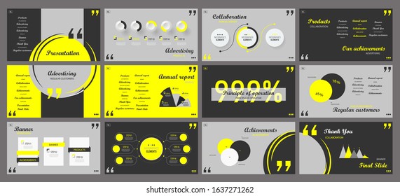 Vector design presentation templates with technology lines, dots and backgrounds, circles. Brochures, leaflets flyers, covers, report. High tech futuristic graphic concept. Minimal presentation design