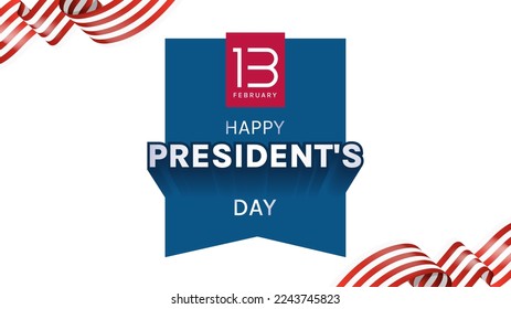 vector design for presidents day celebration in united states of february 13th. white background and american flag.