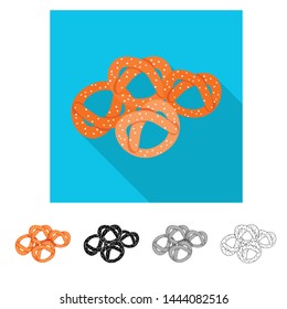 Vector design of pretzel and soft logo. Set of pretzel and sweet vector icon for stock.