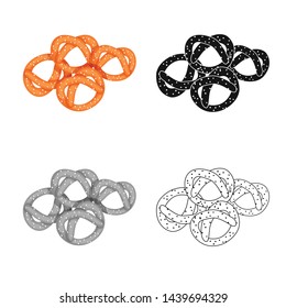 Vector design of pretzel and soft symbol. Collection of pretzel and sweet stock symbol for web.