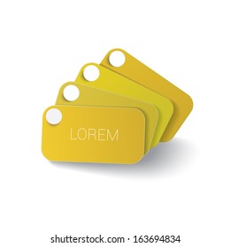 Vector design of price tag series. Yellow green edition of abstract geometric rounded rectangle scalable 3d vector composition of price tags for: infographics, brochure, web design, or sticker.
