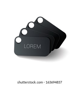 Vector design of price tag series. Black edition of abstract geometric rounded rectangle scalable 3d vector composition of price tags for: infographics, brochure, web design, or sticker.
