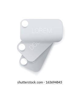 Vector design of price tag series. White edition of abstract geometric rounded rectangle scalable 3d vector composition of price tags for: infographics, brochure, web design, or sticker.