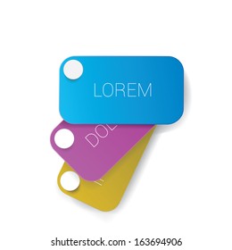 Vector design of price tag series. Cmyk edition of abstract geometric rounded rectangle scalable 3d vector composition of price tags for: infographics, brochure, web design, or sticker.