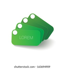 Vector design of price tag series. Green edition of abstract geometric rounded rectangle scalable 3d vector composition of price tags for: infographics, brochure, web design, or sticker.