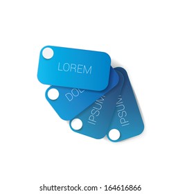 Vector design of price tag series. Blue edition of abstract geometric rounded rectangle scalable 3d vector composition of price tags for: infographics, brochure, web design, or sticker.