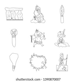 Vector design of primitive  and archeology symbol. Collection of primitive  and history  vector icon for stock.