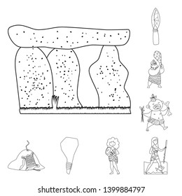 Vector design of primitive  and archeology symbol. Collection of primitive  and history  stock symbol for web.