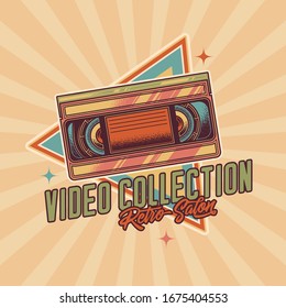 Vector design of a print t-shirt. Nostalgia for 80 years. Old VHS videotape.