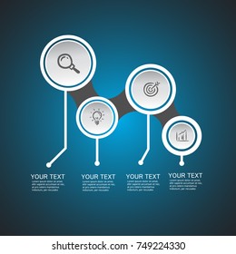 The vector design of process icons, can be used for layout workflow, diagrams, annual reports, web design. Business concept with 4 choices, step or process.