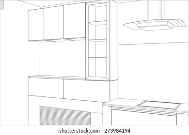 vector design process in wire-frame. Illustration created of 3d.