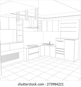 vector design process in wire-frame. Illustration created of 3d.