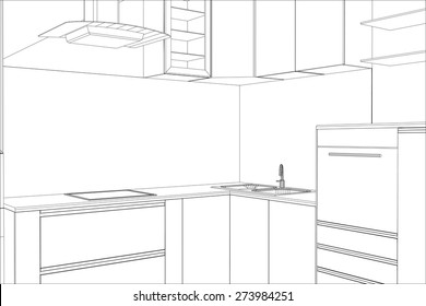 383 Wireframe kitchen sketch Images, Stock Photos & Vectors | Shutterstock