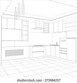 vector design process in wire-frame. Illustration created of 3d.