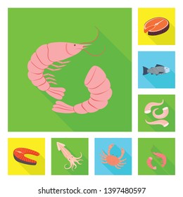 Vector design  product and ocean logo. Collection  product and restaurant stock vector illustration.