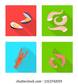 Vector design of product and ocean symbol. Collection of product and restaurant stock vector illustration.