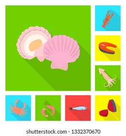 Vector design of product and ocean symbol. Set of product and restaurant vector icon for stock.