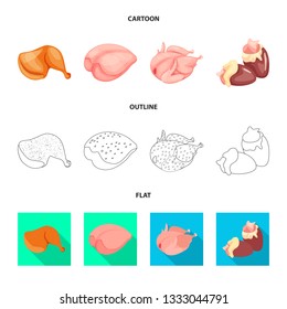 Vector design of product and poultry icon. Set of product and agriculture    stock symbol for web.