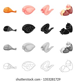 Vector design of product and poultry icon. Set of product and agriculture    stock symbol for web.