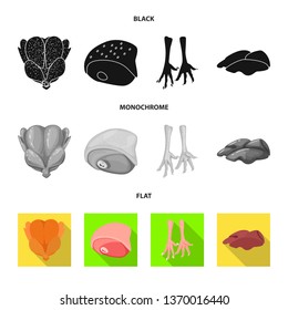 Vector design of product and poultry icon. Set of product and agriculture    stock symbol for web.