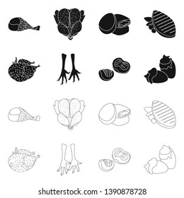 Vector design of product and poultry icon. Collection of product and agriculture    stock symbol for web.