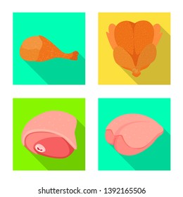 Vector design of product and poultry icon. Set of product and agriculture    stock vector illustration.