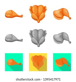 Vector design of product and poultry icon. Collection of product and agriculture    stock symbol for web.