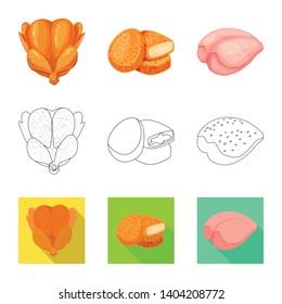 Vector design of product and poultry icon. Collection of product and agriculture    vector icon for stock.