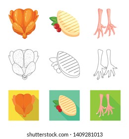 Vector design of product and poultry icon. Set of product and agriculture    vector icon for stock.
