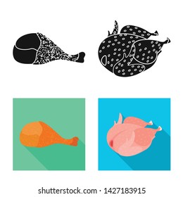 Vector design of product and poultry icon. Set of product and agriculture vector icon for stock.