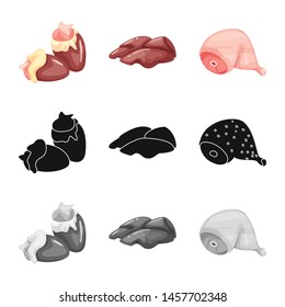Vector design of product and poultry icon. Set of product and agriculture stock symbol for web.