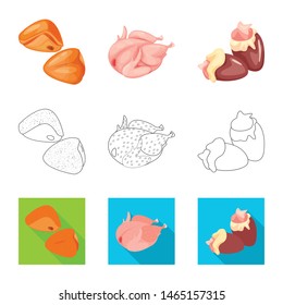 Vector design of product and poultry icon. Set of product and agriculture vector icon for stock.