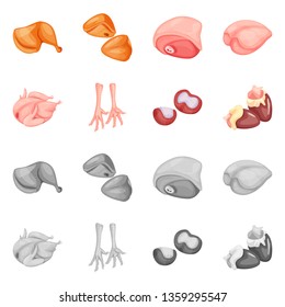 Vector design of product and poultry logo. Collection of product and agriculture    stock symbol for web.