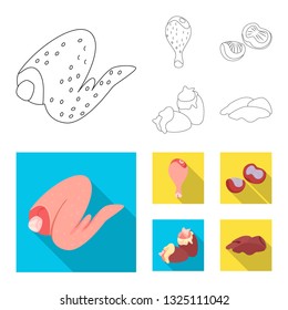 Vector design of product and poultry sign. Set of product and agriculture    stock vector illustration.