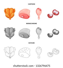 Vector design of product and poultry sign. Collection of product and agriculture    stock symbol for web.