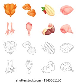 Vector design of product and poultry sign. Set of product and agriculture    stock symbol for web.