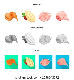 Vector design of product and poultry sign. Set of product and agriculture    vector icon for stock.
