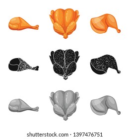 Vector design  product and poultry sign. Set  product and agriculture    vector icon for stock.