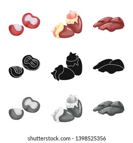 Vector design of product and poultry sign. Collection of product and agriculture    stock symbol for web.