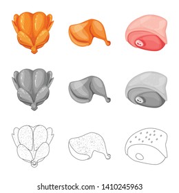Vector design of product and poultry sign. Set of product and agriculture    stock symbol for web.