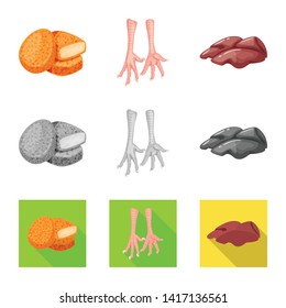 Vector design of product and poultry sign. Collection of product and agriculture    stock symbol for web.