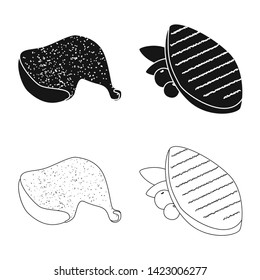 Vector design of product and poultry sign. Set of product and agriculture    vector icon for stock.