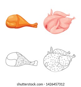 Vector design of product and poultry sign. Set of product and agriculture vector icon for stock.